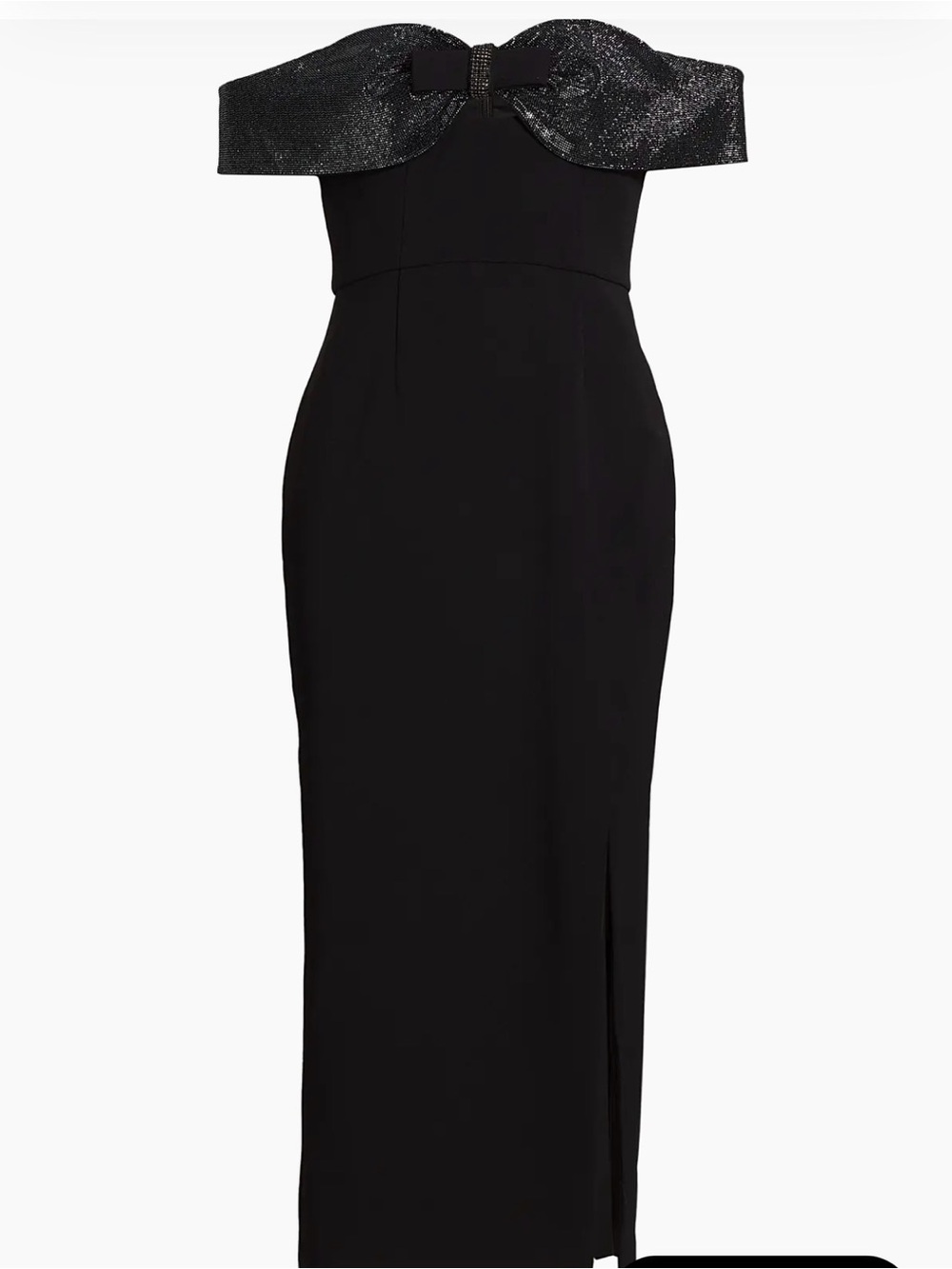Self-Portrait Black Embellished Crêpe Bow Midi-Dress, size 2